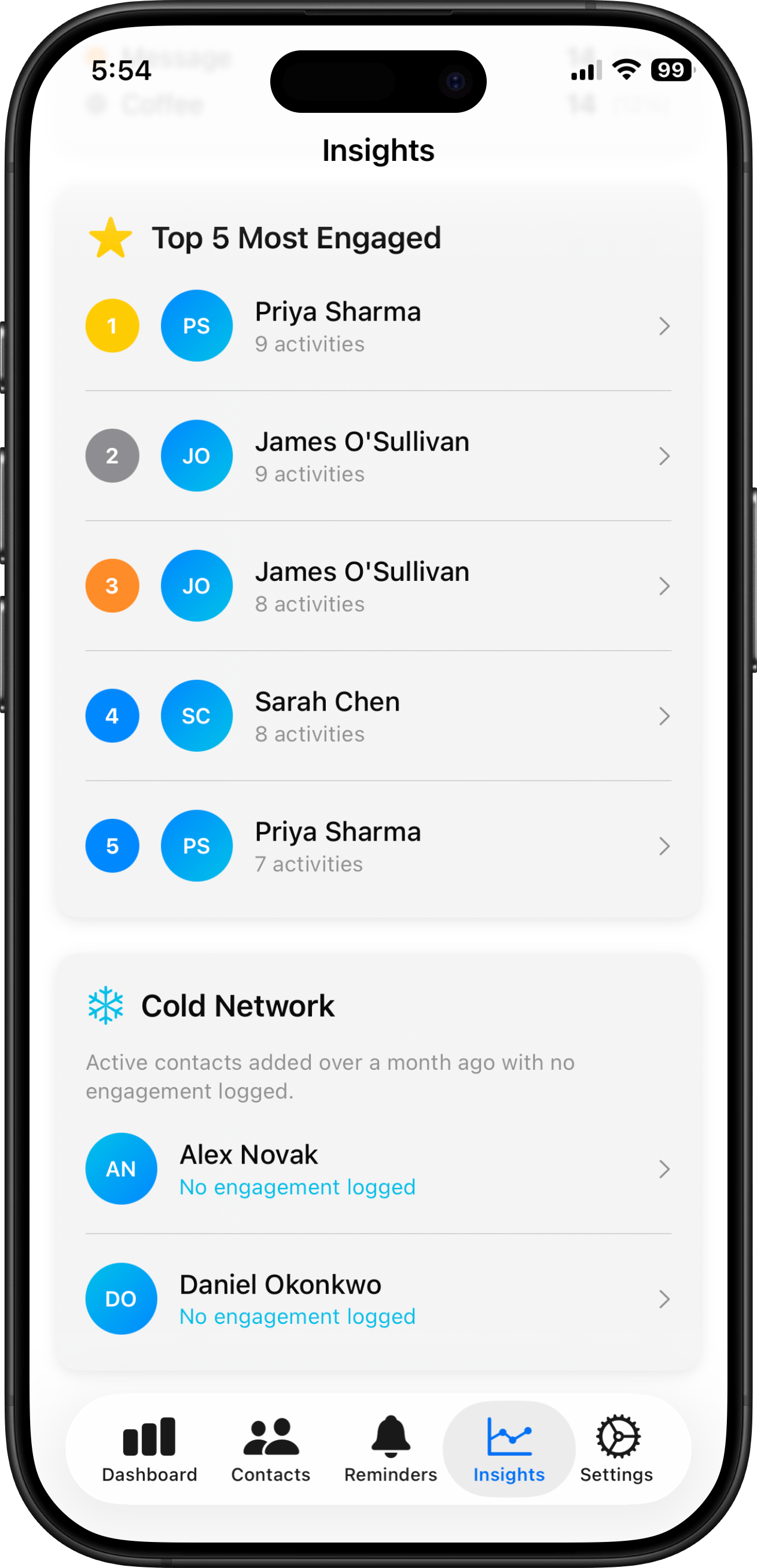 Relationship Insights screenshot