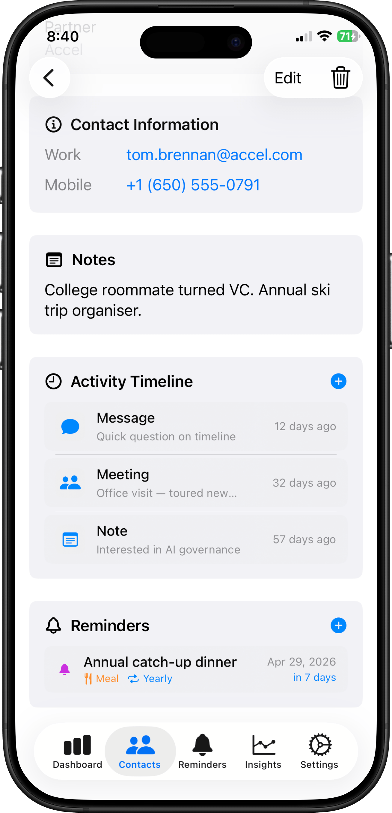 Contact Notes screenshot